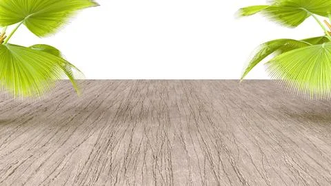 Three-dimensional isolate with wooden flooring in perspective and lush tropic イラスト素材