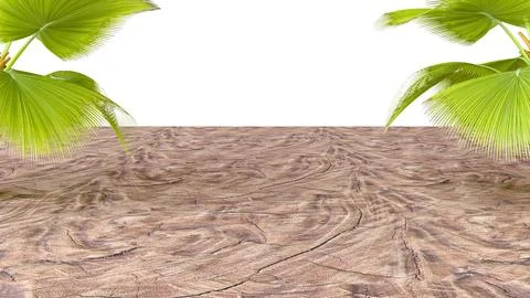 Three-dimensional isolate with wooden flooring in perspective and lush tropic イラスト素材