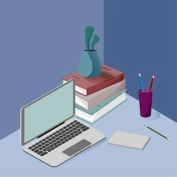 Three-dimensional isometric picture in colors, on the subject of school, busi Stock Illustration