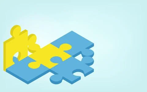 Three-dimensional jigsaw puzzle, problem-solving image, isometric イラスト素材