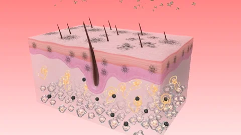 Three dimensional layer of melanin for detoxification of skin Stock Footage 121204271