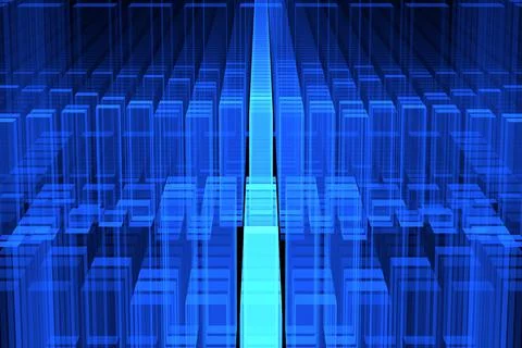 Three-dimensional layout of rectangular data cells. Abstract concept science Stock Illustration