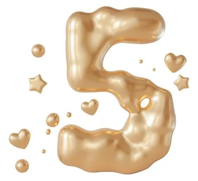 A three-dimensional liquid number five stands out on a clear background. Bu.. Stock Photos