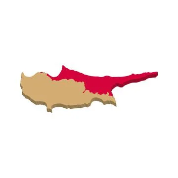 Three-dimensional map of Cyprus with dividing lines. Vector Stock Illustration