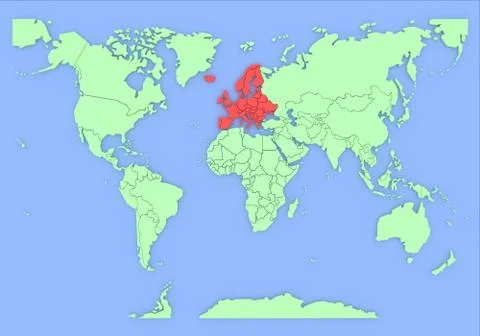 Three-dimensional map of Europe isolated. 3d Stock Illustration