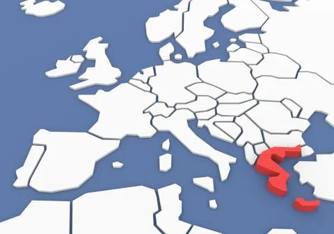 Three-dimensional map of Greece isolated. 3d Stock Illustration
