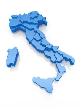 Three-dimensional map of italy on white background. 3d Illustrazione stock