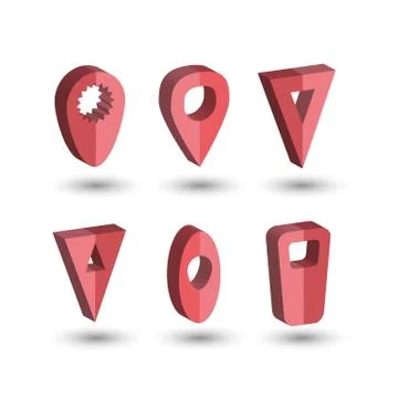 Three dimensional map pointers set 스톡 일러스트