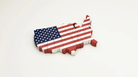 Three-dimensional map of USA. Three-dimensional map of USA. Country with Vídeo Stock 108175040