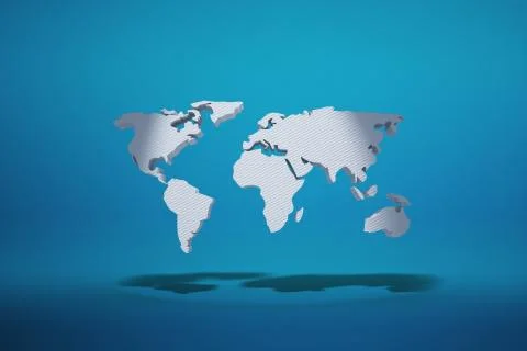 A three-dimensional map of the world in the blue background. 3D render. Stock Illustration