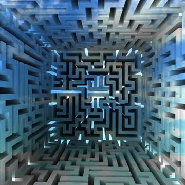 Three dimensional maze block inside look illustration 库存插图