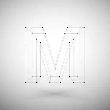 Three dimensional mesh stylish alphabet letter sign isolated on white background Stock Illustration