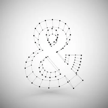 Three dimensional mesh stylish ampersand sign on white background, single color Stock Illustration