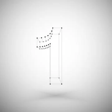 Three dimensional mesh stylish number on white background, single color clear Stock Illustration