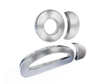 Three-dimensional metallic icon representing a user identity Ilustración de archivo