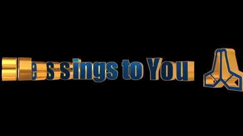 Three dimensional metallic text blessings to you animation featuring praying Stock Footage 340945084