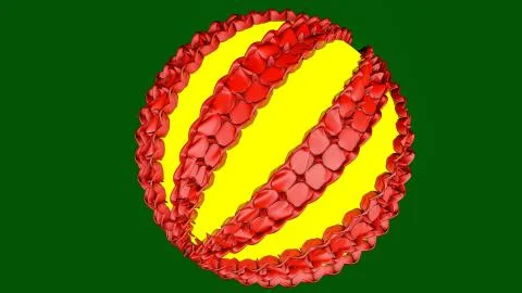 Three-dimensional model of the abstract sphere. on a green. 3D rendering Illustrazione stock
