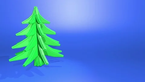 Three-dimensional model of abstract spruce is slowly spinning on a blue backgrou Stock Footage 95483886