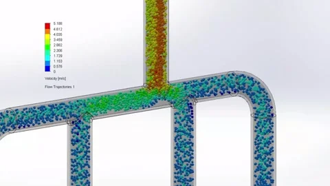 Three-dimensional model and fluid flow rate Stock Footage 252452641