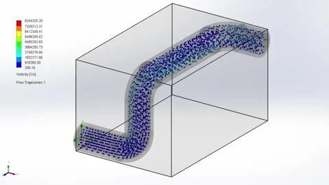 Three-dimensional model and fluid flow rate Stock Footage 252452642