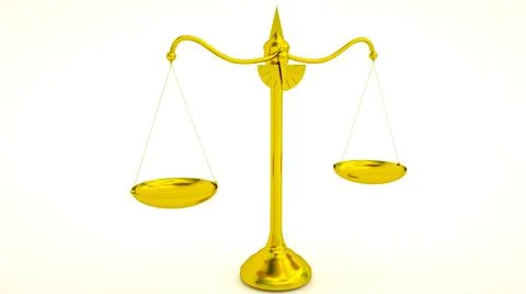 Three-dimensional model of golden lever scales on a white background. 3d rend Stock Illustration