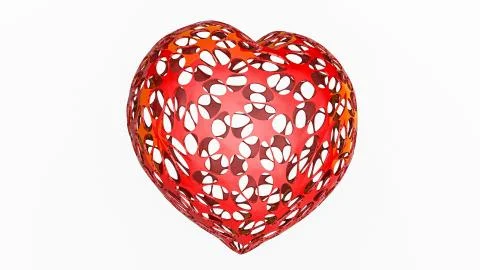 Three-dimensional model of hearts on a white background. 3D rendering Stock Illustration