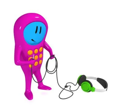 Three-dimensional model - a humanoid figure of the mobile phone with the head Stock Illustration