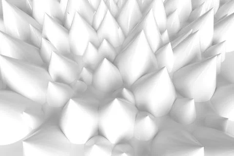 Three dimensional model. Pointed white peaks. Stock Illustration