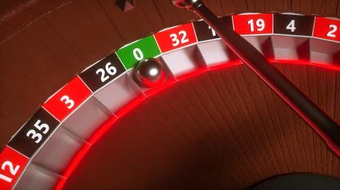Three-dimensional model of a roulette wheel with chips on a dark background.  Stock Illustration
