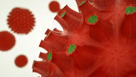 Three-dimensional model of a virus cell. coronovirus pandemic concept. 3d ren Stock Illustration