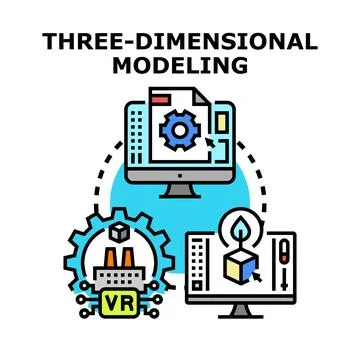 Three dimensional modeling concept for virtual reality industry Stock Illustration