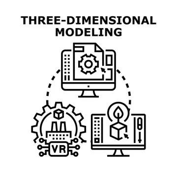 Three dimensional modeling concept for virtual reality industry Stock Illustration