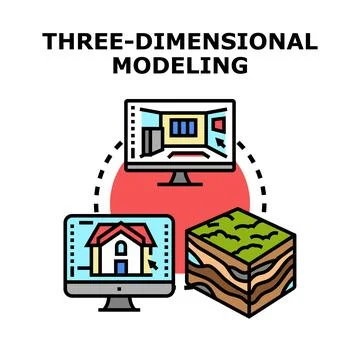 Three dimensional modeling creating architectural, interior, and landscape .. Stock Illustration