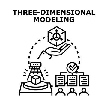 Three dimensional modeling process design and development Stock Illustration