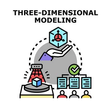 Three dimensional modeling process design and development Stock Illustration