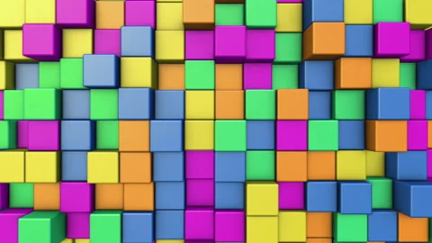 Three-dimensional multi-colored cubes slide out one by one Stock Footage 337410823