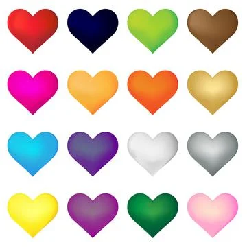 Three-dimensional multicolor heart vector illustration set Stock Illustration