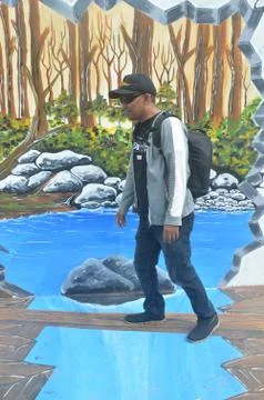 Three-dimensional mural painting 写真素材