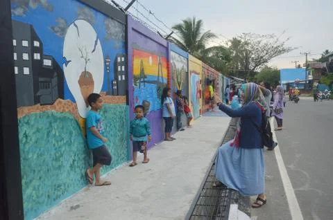 Three-dimensional mural painting 写真素材
