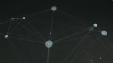 Three-dimensional network of nodes connected by thin lines Stock Footage 332921643