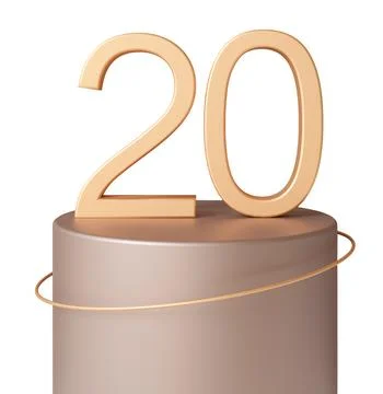 A three dimensional number twenty is displayed on a gray pedestal. The number Foto stock