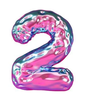 A three-dimensional number two cut out and isolated on a clear background. Th Stock Photos