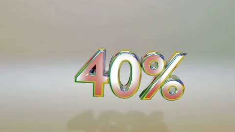Three-dimensional numbers with a percent sign are flying on a gray background. d Stock Footage 175913480