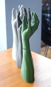 Three-dimensional objects printed 3D printer Interior model human hand fingers Stock Photos