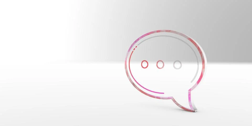 Three-dimensional, outline comment icon. 3D illustration, 3D rendering. Stock Illustration