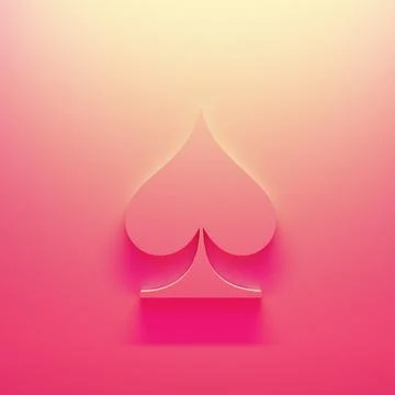 Three dimensional playing card spade symbol on a pink gradient background Stock Illustration
