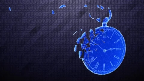 Three-dimensional pocket watch on dark binary background. Stock Footage 237448331