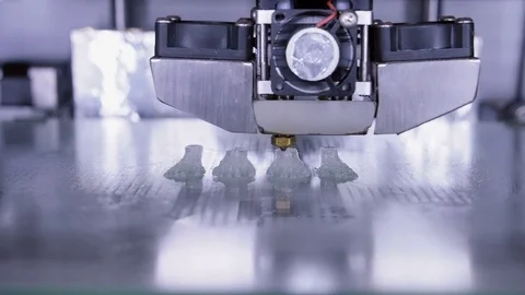 Three dimensional printer during work in laboratory, 3D plastic printer, 3D Stock Footage 69843071