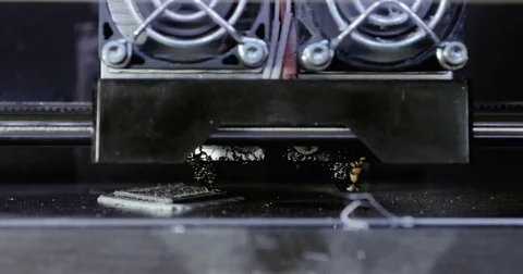 Three dimensional printer during work in school laboratory, 3D plastic printer Stock Footage 78872244