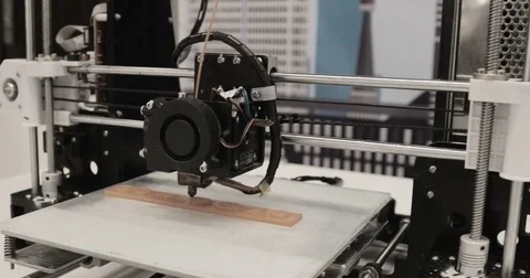 Three dimensional printer during work in school laboratory, 3D plastic printer Stock Footage 84937504